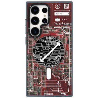 Futuristic Circuit Board Magsafe Samsung Galaxy S24 Case-Red