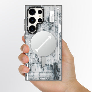 Futuristic Circuit Board Magsafe Samsung Galaxy S24 Case-Grey