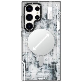 Futuristic Circuit Board Magsafe Samsung Galaxy S24 Case-White