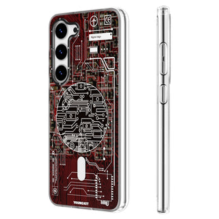 Futuristic Circuit Magsafe Samsung Galaxy S23 Case-Red
