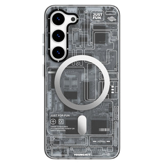Futuristic Circuit Magsafe Samsung Galaxy S23 Case-Grey