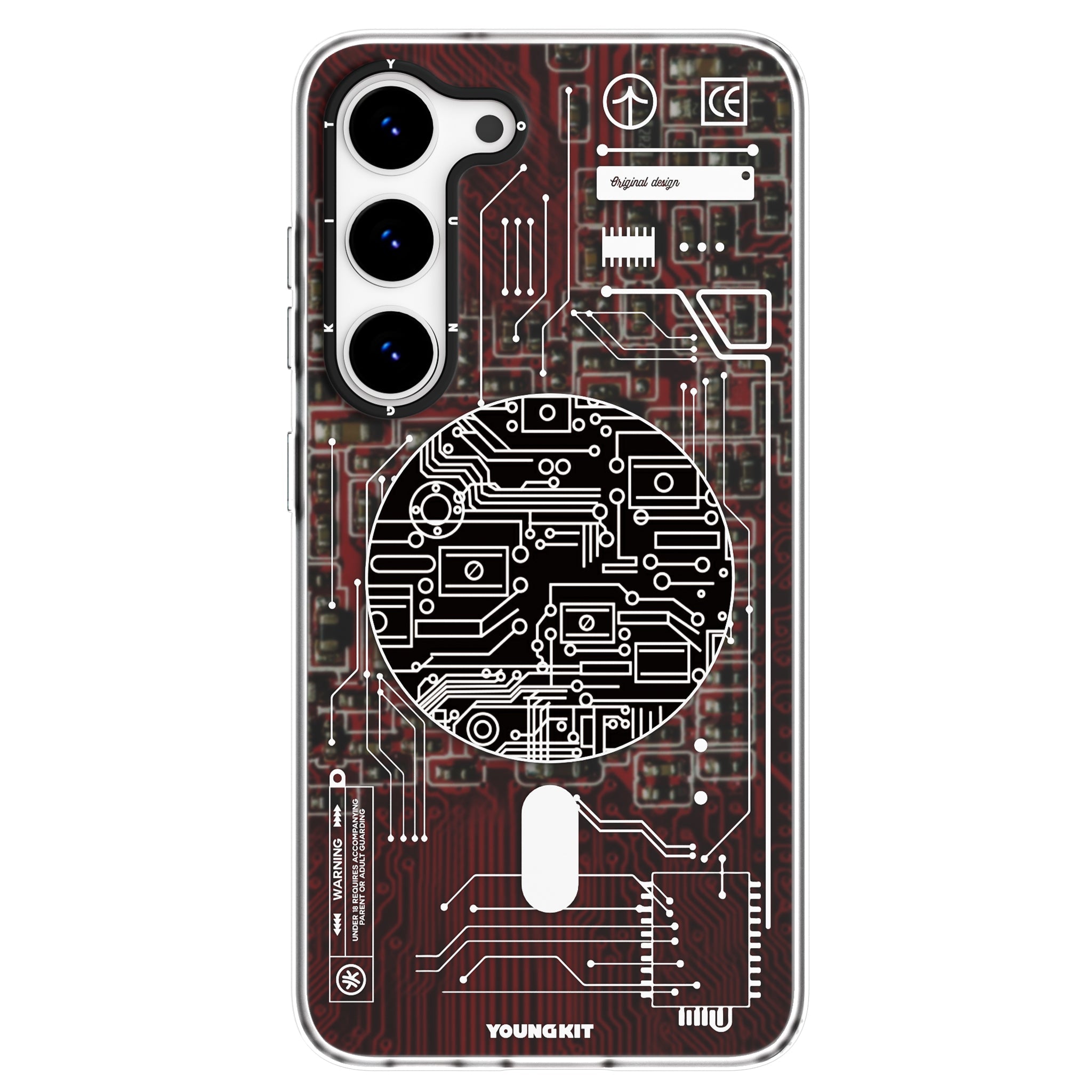 Futuristic Circuit Magsafe Samsung Galaxy S23 Case-Red