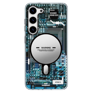Futuristic Circuit Magsafe Samsung Galaxy S23 Case-Blue