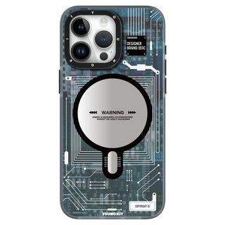 Futuristic Circuit Board Magsafe iPhone 12/13/14/15 Case-Blue