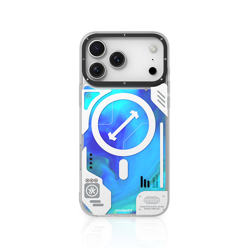 حافظة Cyberpunk المضيئة ذات الرمال المتحركة لهاتف iPhone14/15