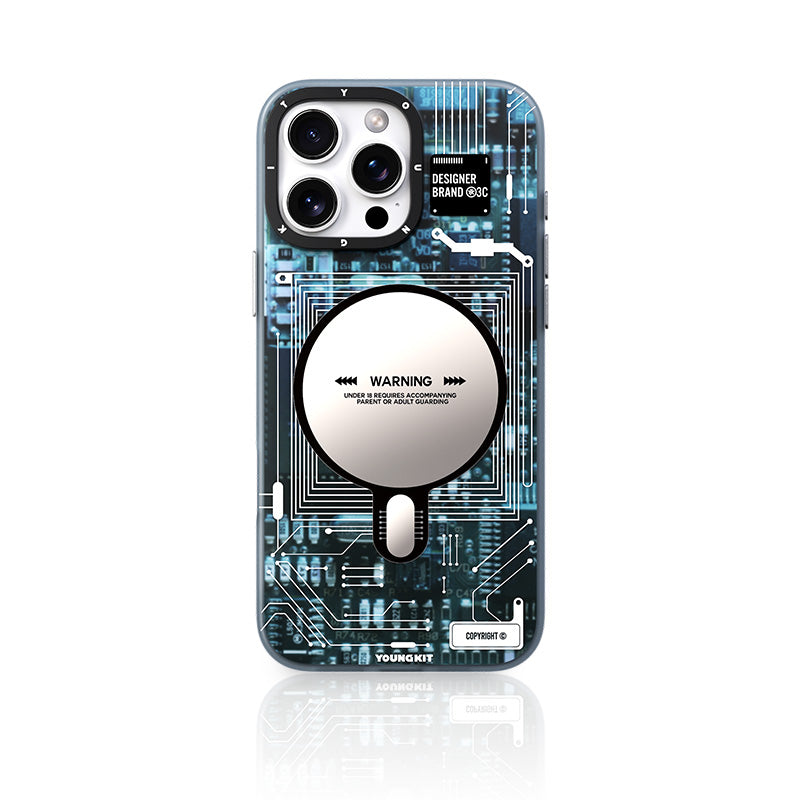 Futuristic Blue Circuit Board-iPhone Case