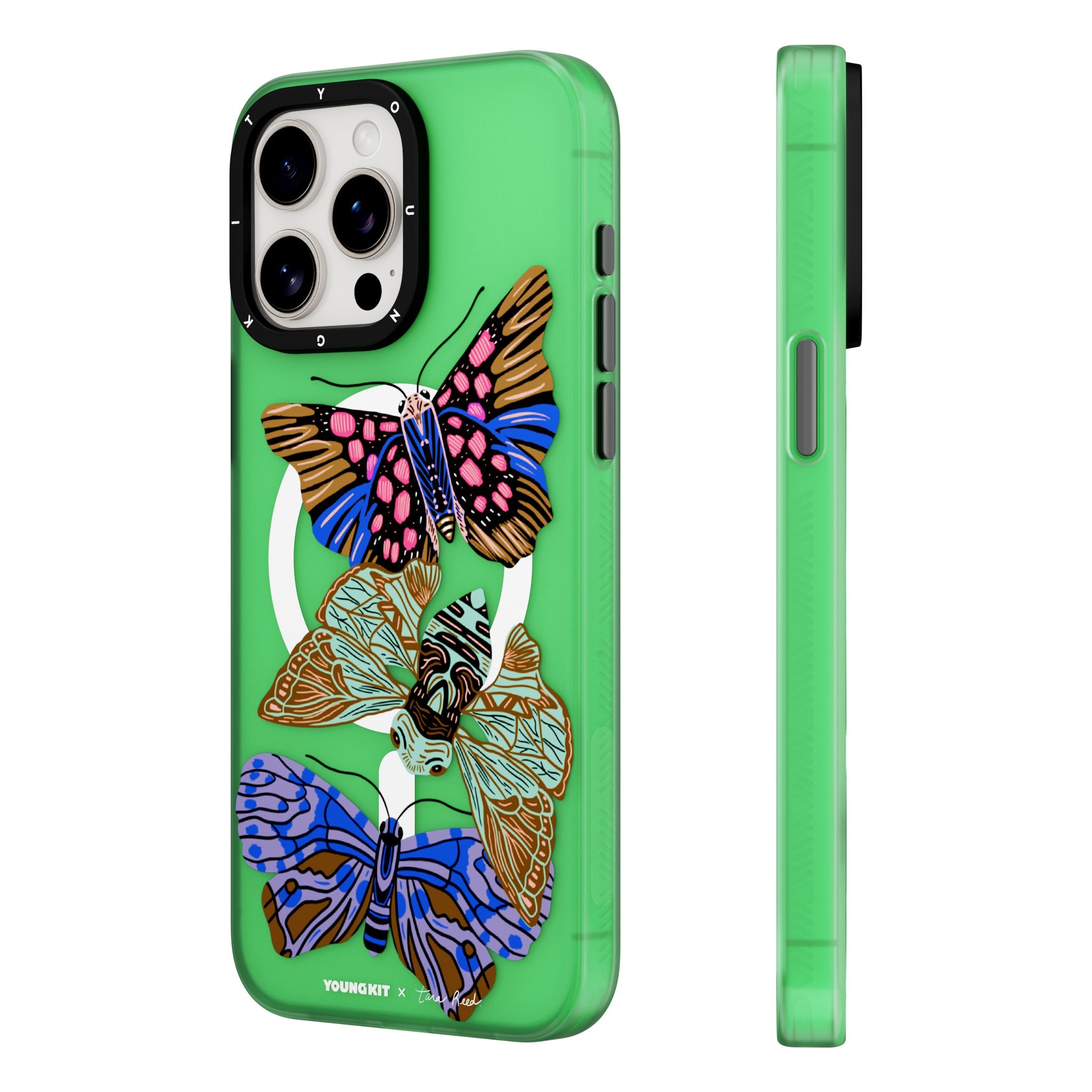 @ تارا ريد. حافظة هاتف iPhone14/15 من النباتات والحيوانات النابضة بالحياة-أخضر