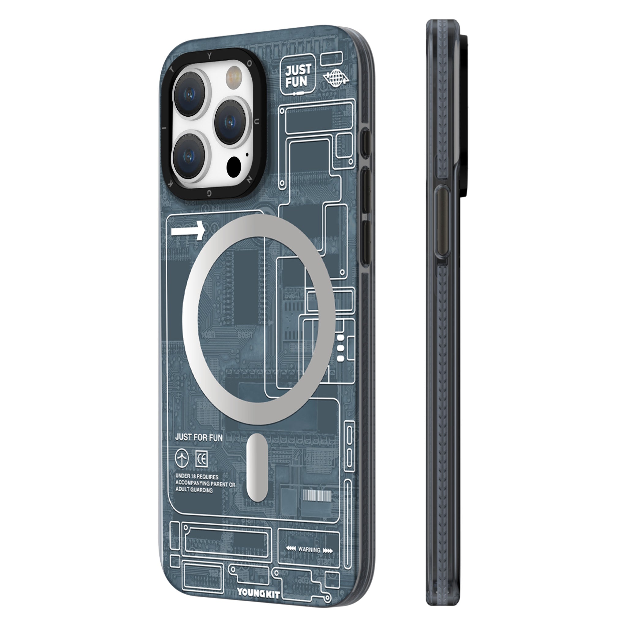 Futuristic Circuit Board Magsafe iPhone12/13/14/15 Case-Grey