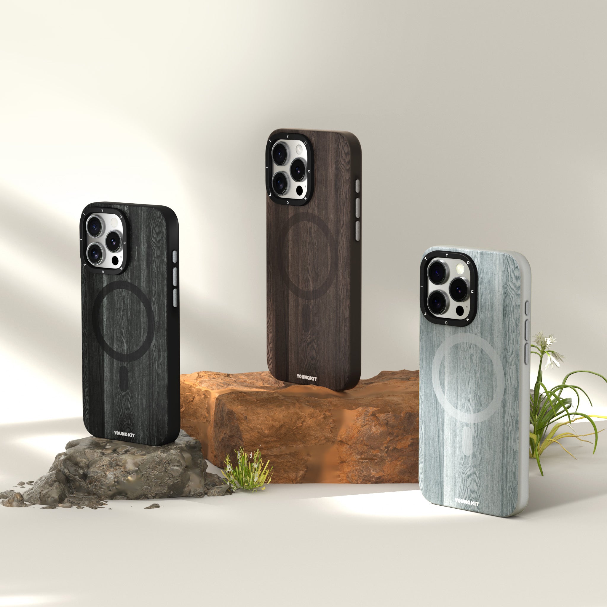 Original Wooden Texture Magsafe iPhone14/15 Case-Ebony