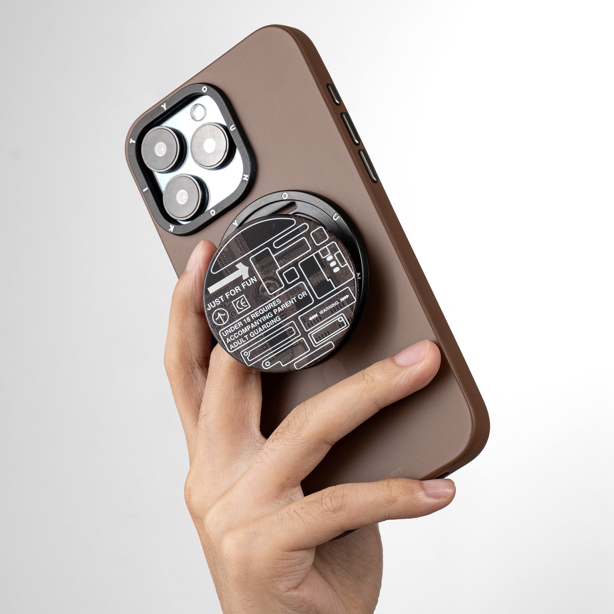 Futuristic Circuit Board Grip Stand MagSafe Compatible-Black