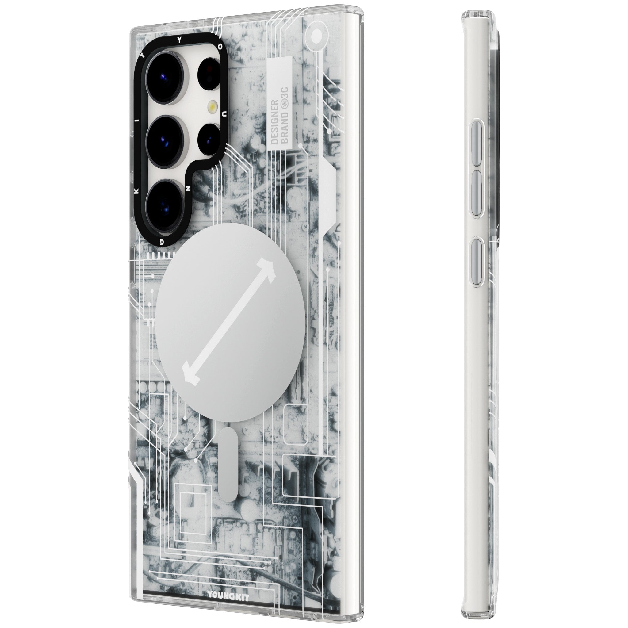 Futuristic White Circuit Board Magsafe-Galaxy S24