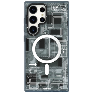 Futuristic Circuit Magsafe Samsung Galaxy S24 Case-Grey