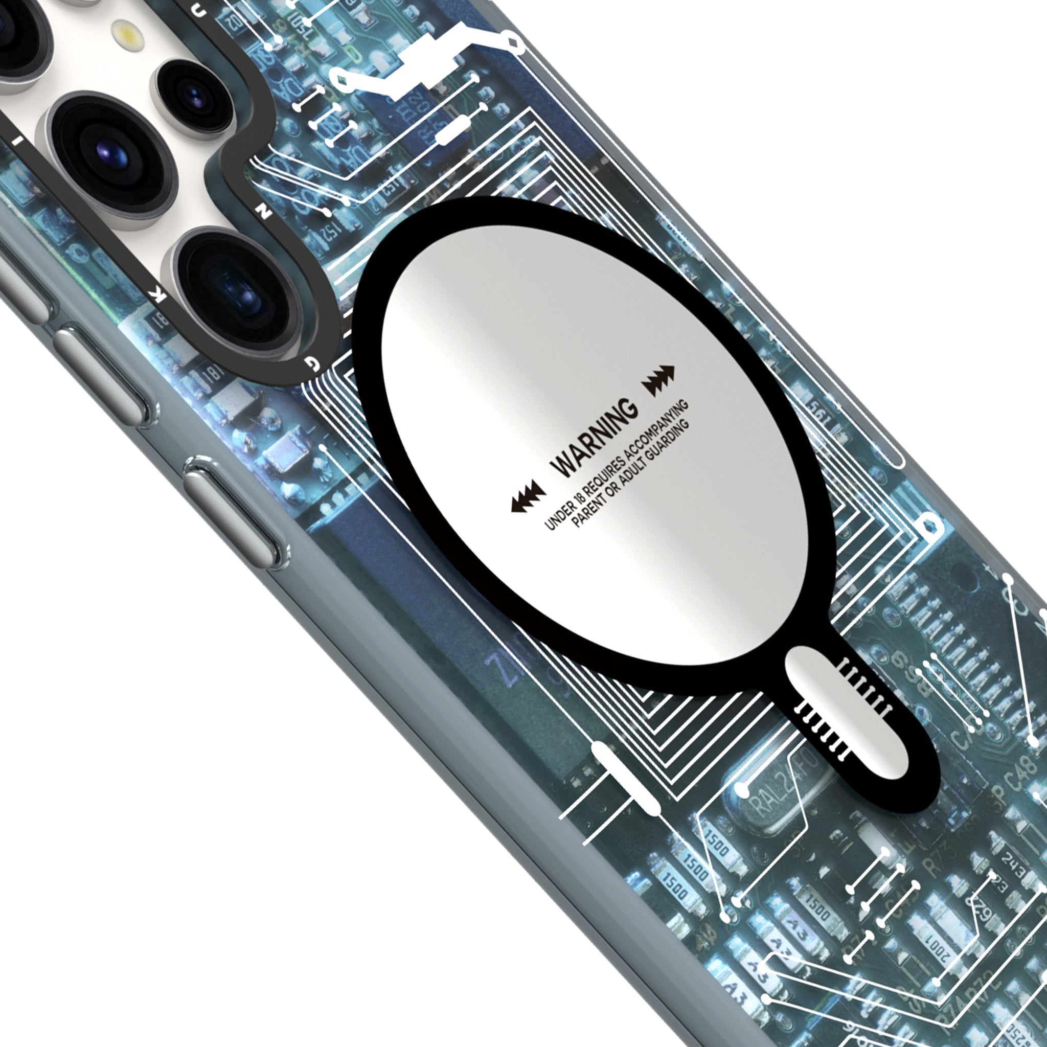 Futuristic Circuit Magsafe Samsung Galaxy S24 Case-White