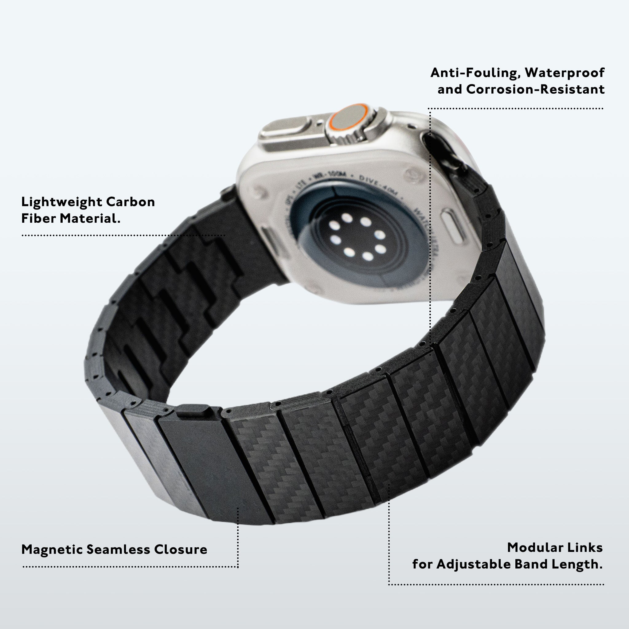 Ultra-Light Carbon Fiber 2-Link Magsafe Apple Watch Band