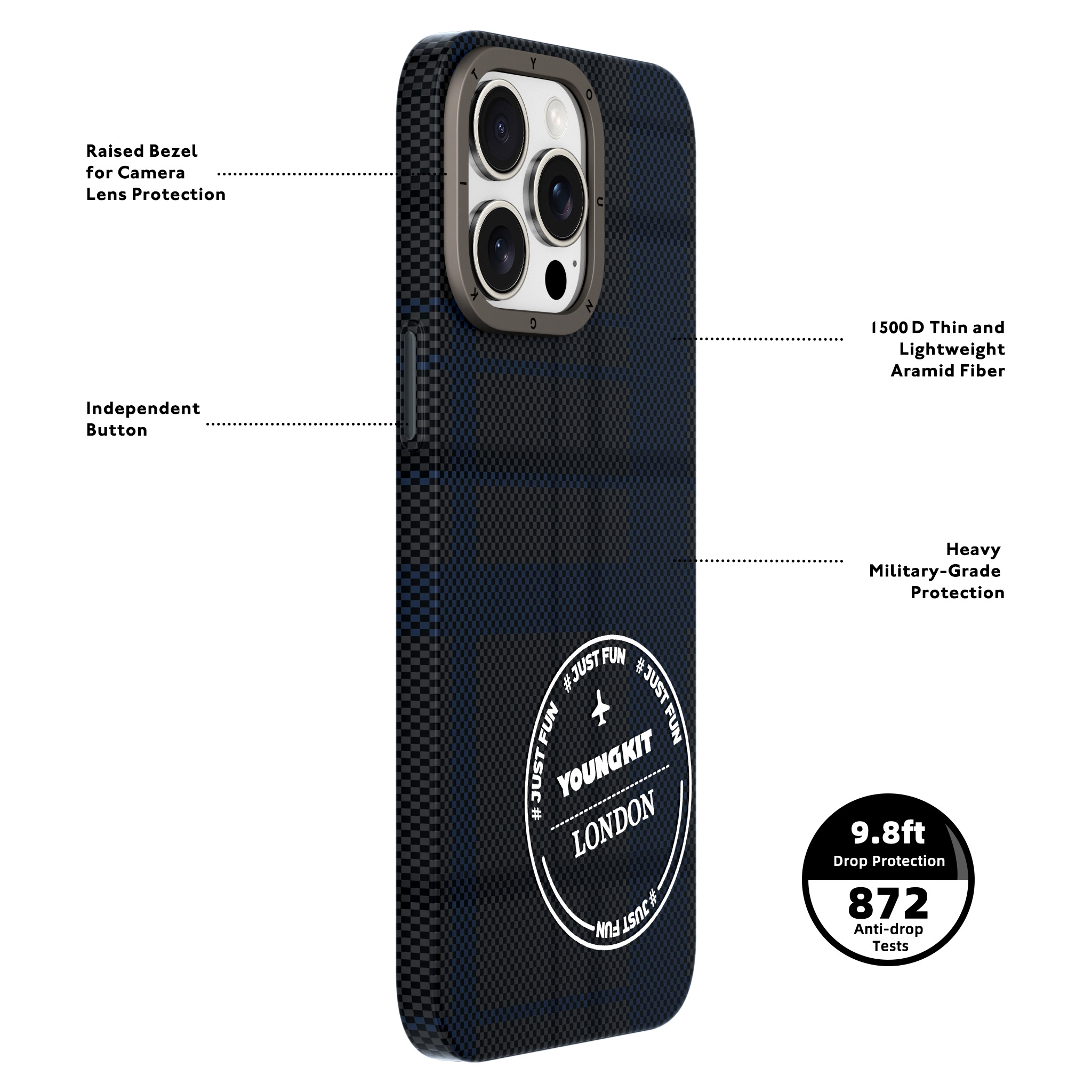 เคส Kevlar® 1500D MagSafe Retro Plaid สำหรับ iPhone14/15 