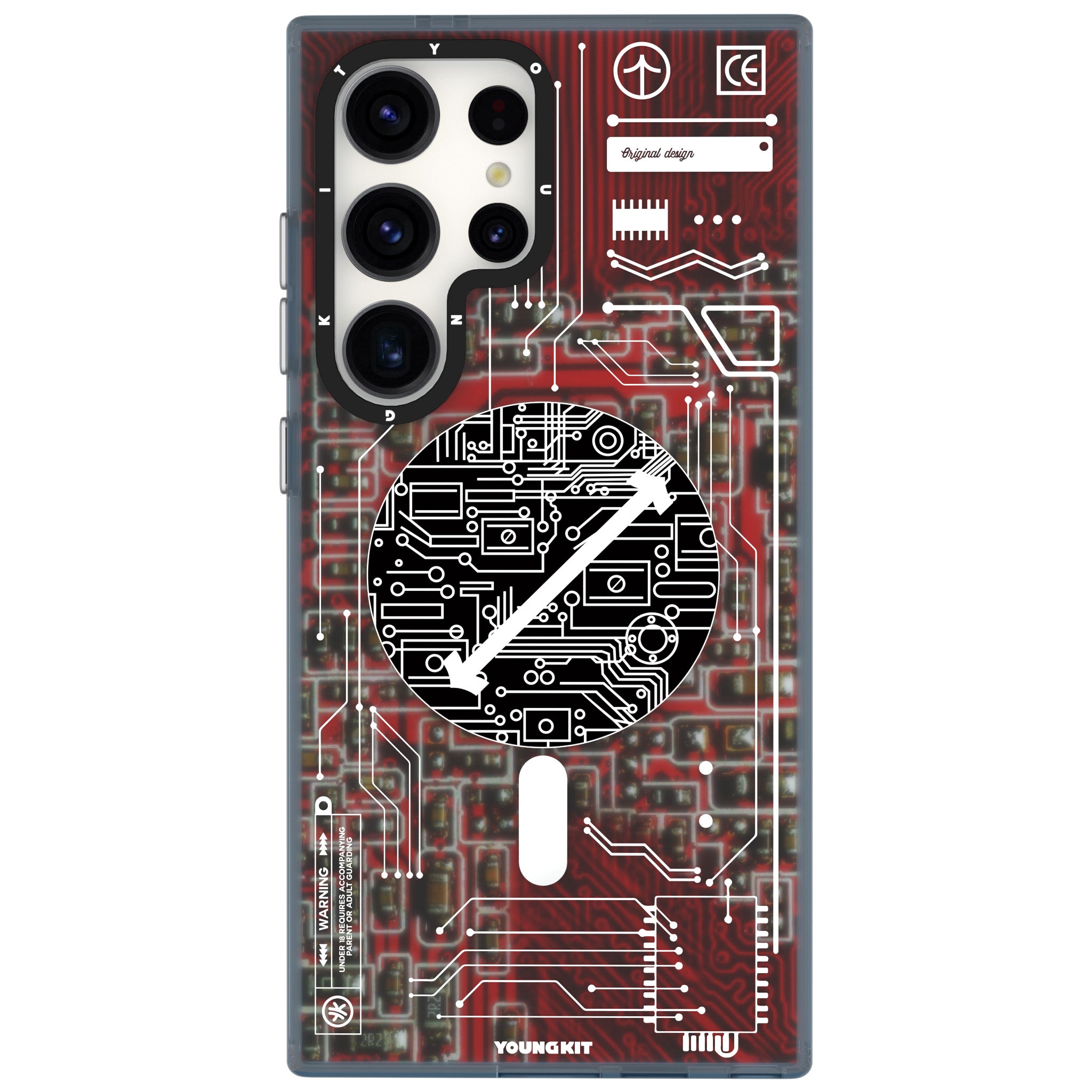 Futuristic Red Circuit Board Magsafe-Galaxy S24