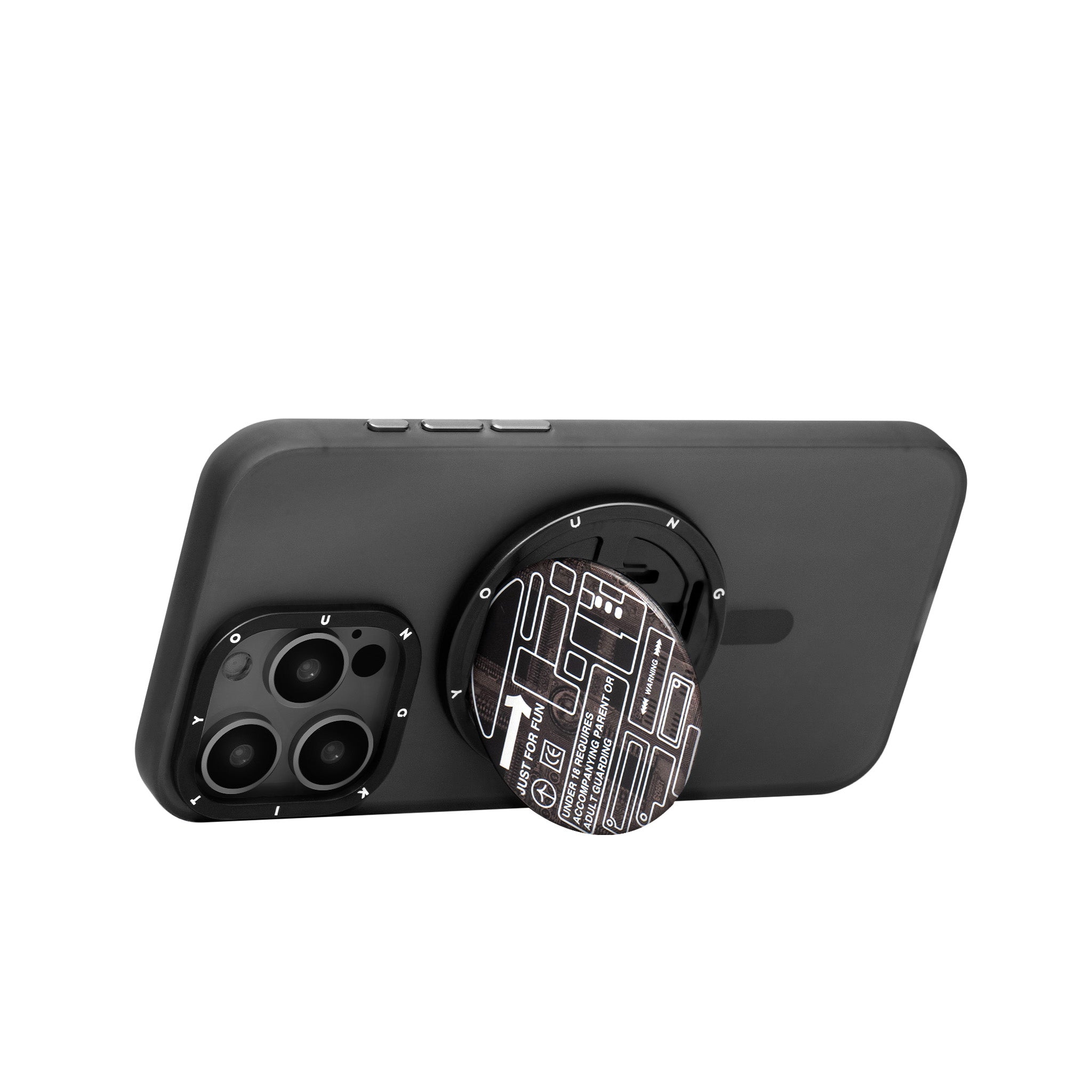 Futuristic Circuit Board Grip Stand MagSafe Compatible-Black