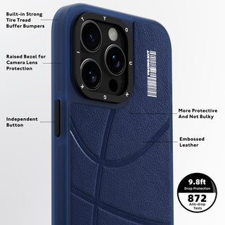 Backboard Leather MagSafe iPhone15 Case-Blue