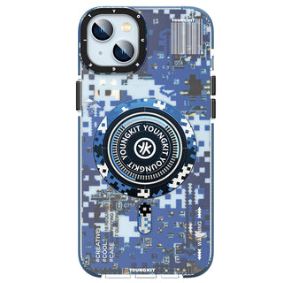 Camouflage Circuit MagSafe iPhone13/14 Case-Blue