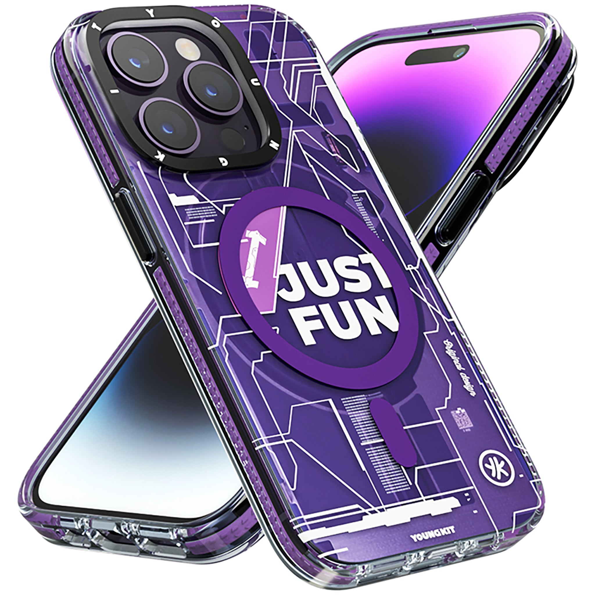 Futuristic Circuit Magsafe iPhone14 Case-Purple