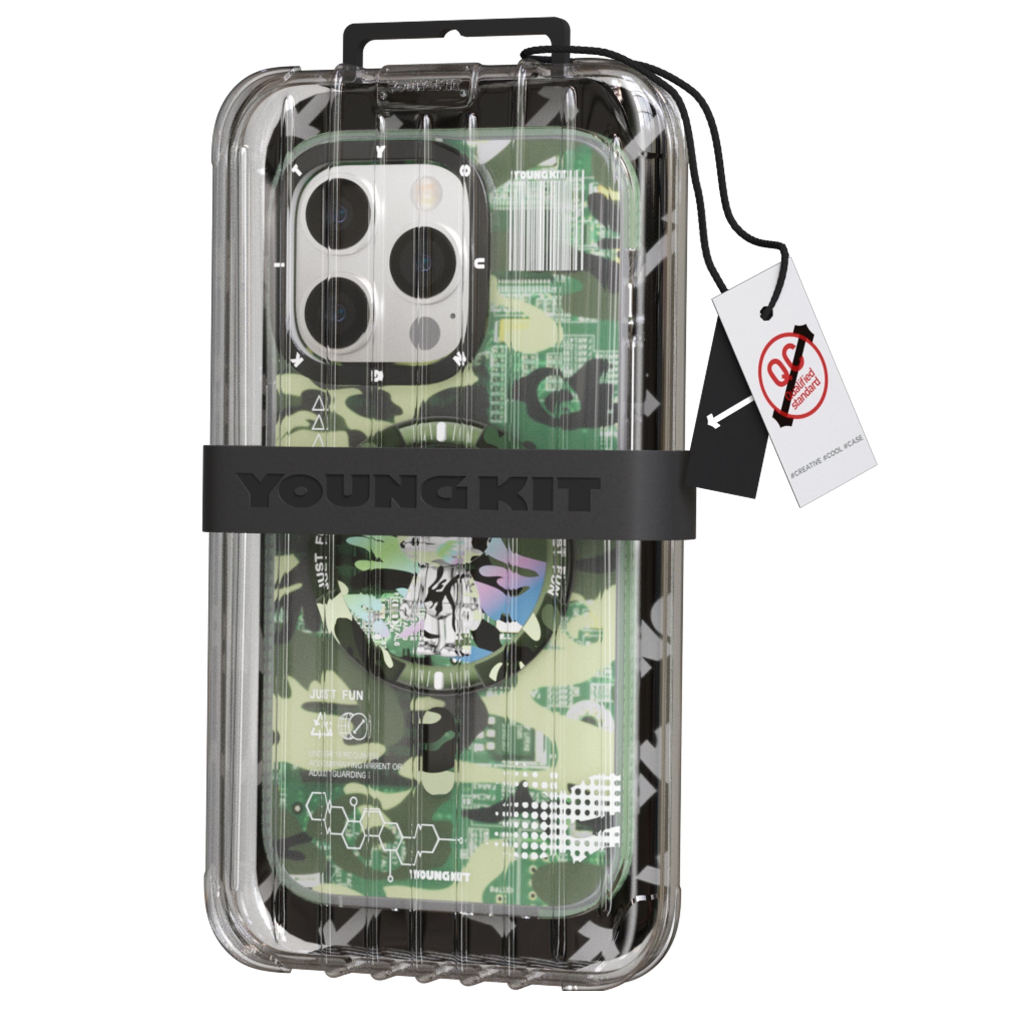 Camouflage Circuit MagSafe iPhone13/14 Case-Green