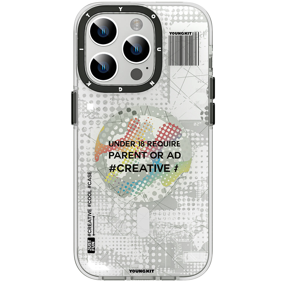 Camouflage Circuit MagSafe iPhone13/14 Case-White